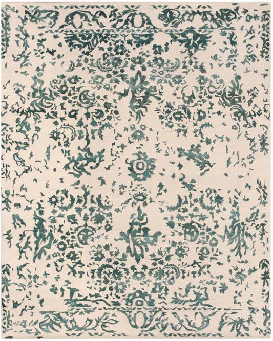 Indirug Classic  Hand knotted Transitional Beige Green Rug (HK-B-177)