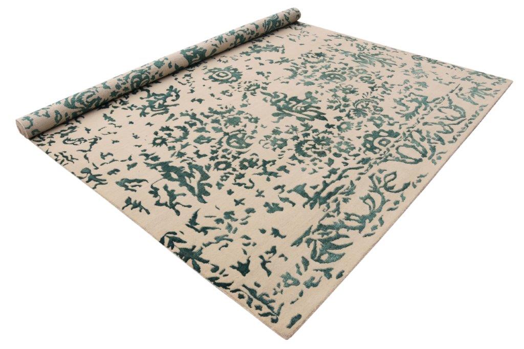 Indirug Classic Hand knotted Transitional Beige Green Rug (HK-B-177)