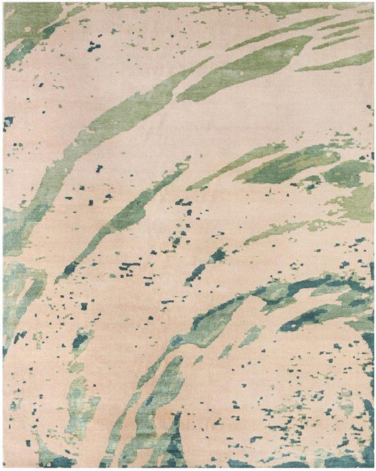 Verdant Harmony Hand knotted Modern Beige Green Rug (HK-M-132)
