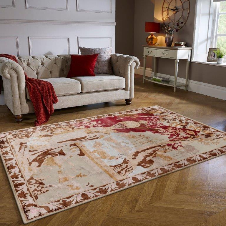 Crimson Heritage Hand knotted Modern Beige Red Rug (HK-Scienary)