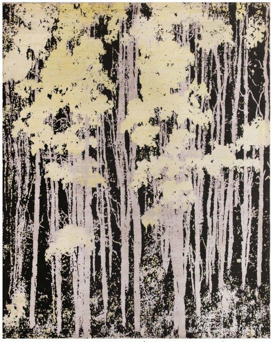 Midnight Grove Hand knotted Modern Black Rug (HK-Jungle)
