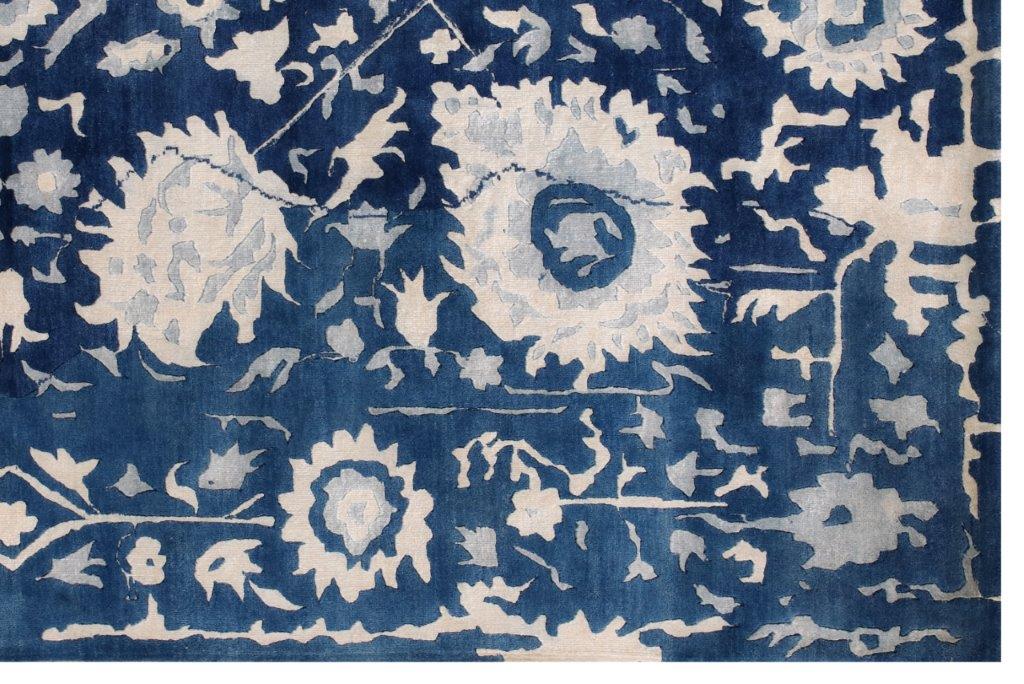 Sapphire Bloom Hand knotted Transitional Blue Rug (HK-217)