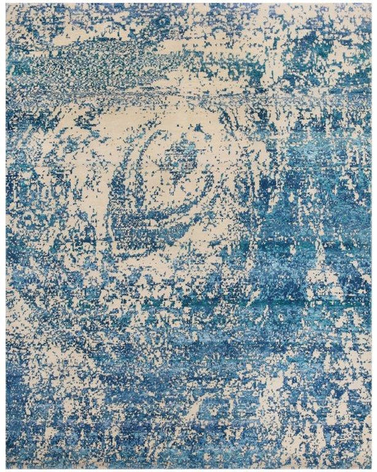 Indigo Swirl Hand knotted Modern Blue Rug (HK-333)