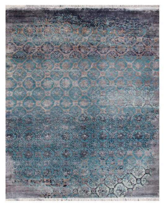 Azure Mirage Hand knotted Modern Blue Rug (HK-5)