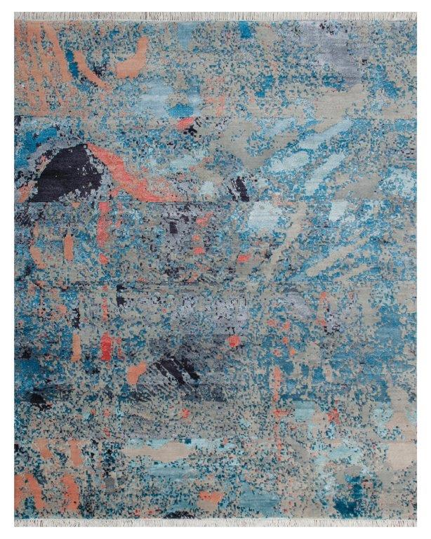 Celestial Drift Hand knotted Modern Blue Rug (HK-607)