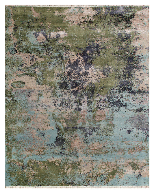 Aurora Moss Hand knotted Modern Green Rug (HK-10)