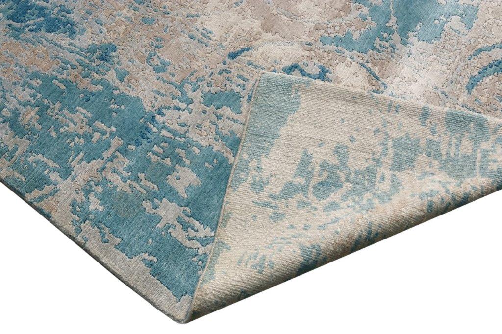 Azure Bloom Hand knotted Modern Grey Blue Rug (TM-326)