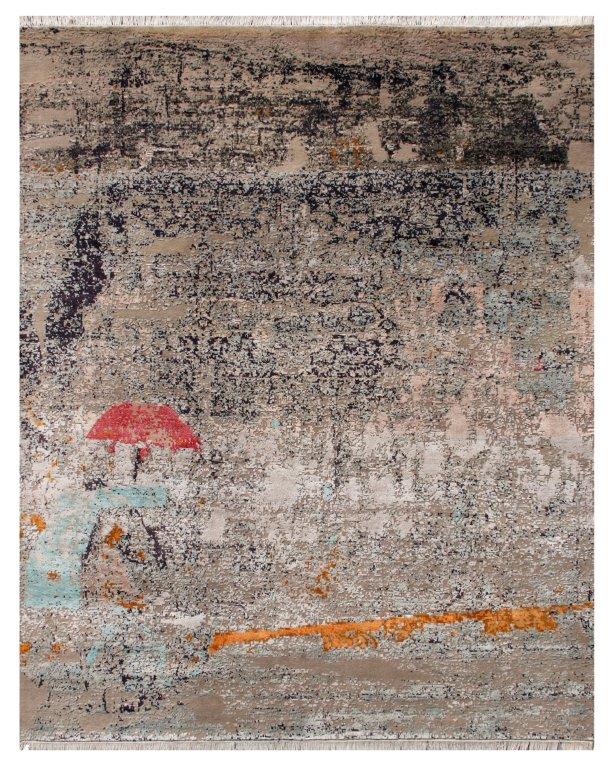 Urban Serenity -Hand knotted Modern Grey Rug (HK-606)