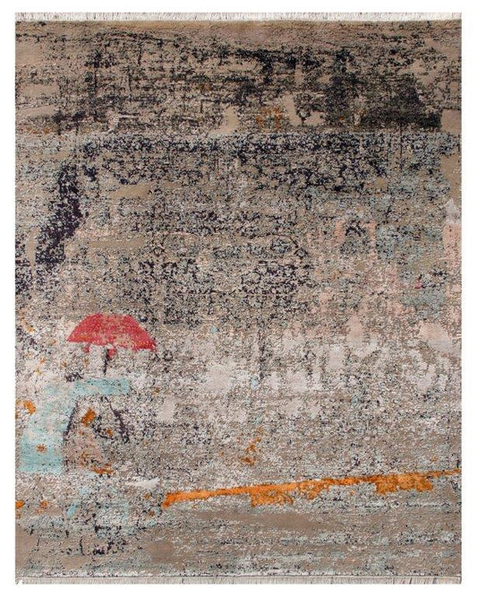 Urban Serenity -Hand knotted Modern Grey Rug (HK-606)