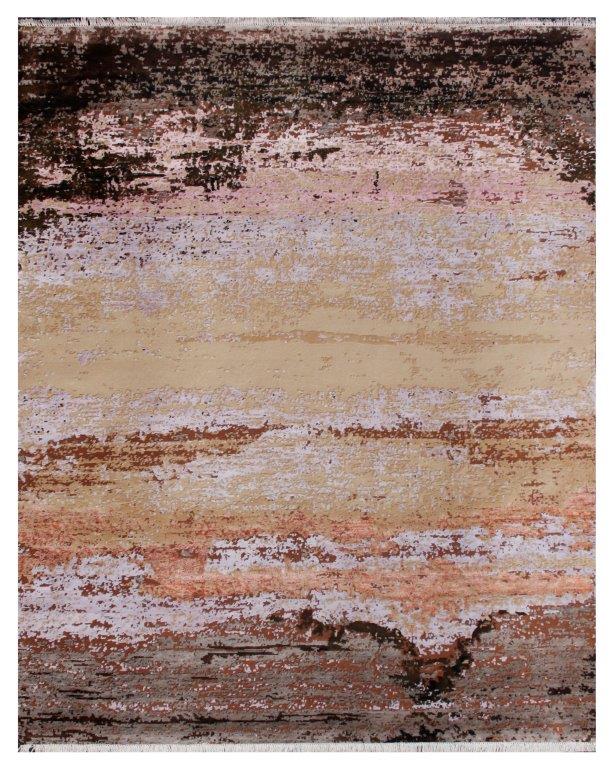 Abstract Sunset Hand knotted Modern Multicolour Rug (513)