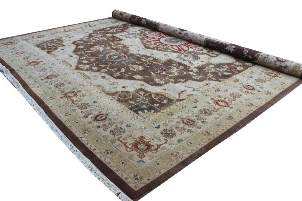 Heritage Elegance Hand knotted Traditional Heriz Brown Rug (Heriz)