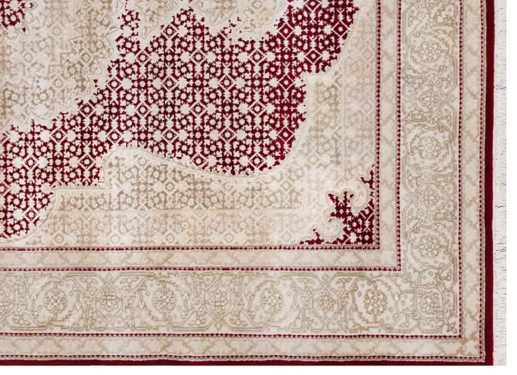 Majestic Hand knotted Traditional Mahi Silk -11 Beige Red Rug (MWS-19)