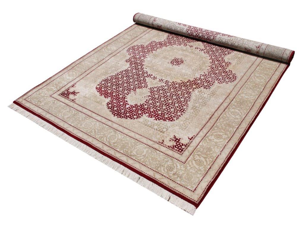 Majestic Hand knotted Traditional Mahi Silk -11 Beige Red Rug (MWS-19)
