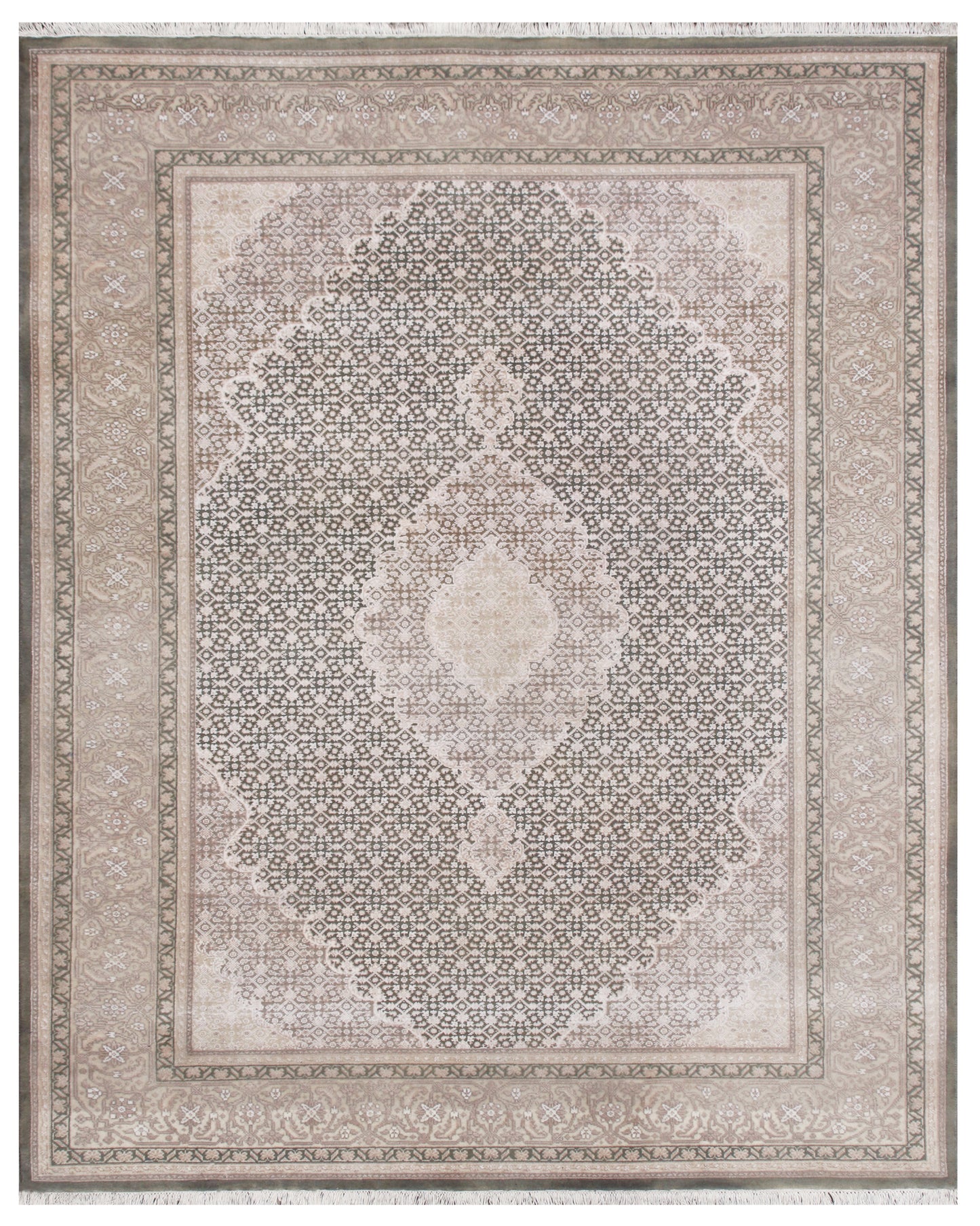 Majestic Grey Hand knotted Traditional Mahi Silk -22 Grey Rug (MWS-1)