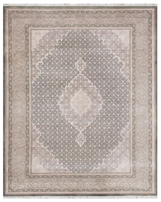 Majestic Grey Hand knotted Traditional Mahi Silk -22 Grey Rug (MWS-1)