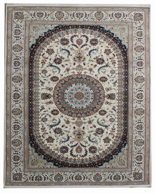 Imperial Grace Hand knotted Traditional Nain 1 Cream Rug (NN-13)