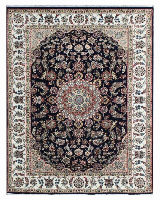 Indirug Royal  Hand knotted Traditional Nain 4 Blue Rug (NN-18)
