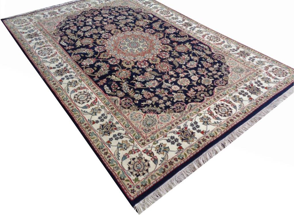 Indirug Royal Hand knotted Traditional Nain 4 Blue Rug (NN-18)