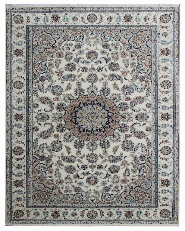 Indirug Royal Hand knotted Traditional Nain 4 Cream Rug (NN-20)