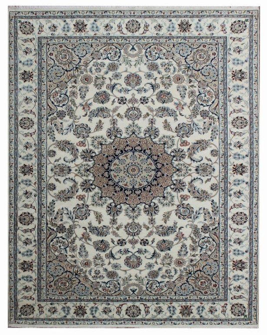 Indirug Royal Hand knotted Traditional Nain 4 Cream Rug (NN-20)