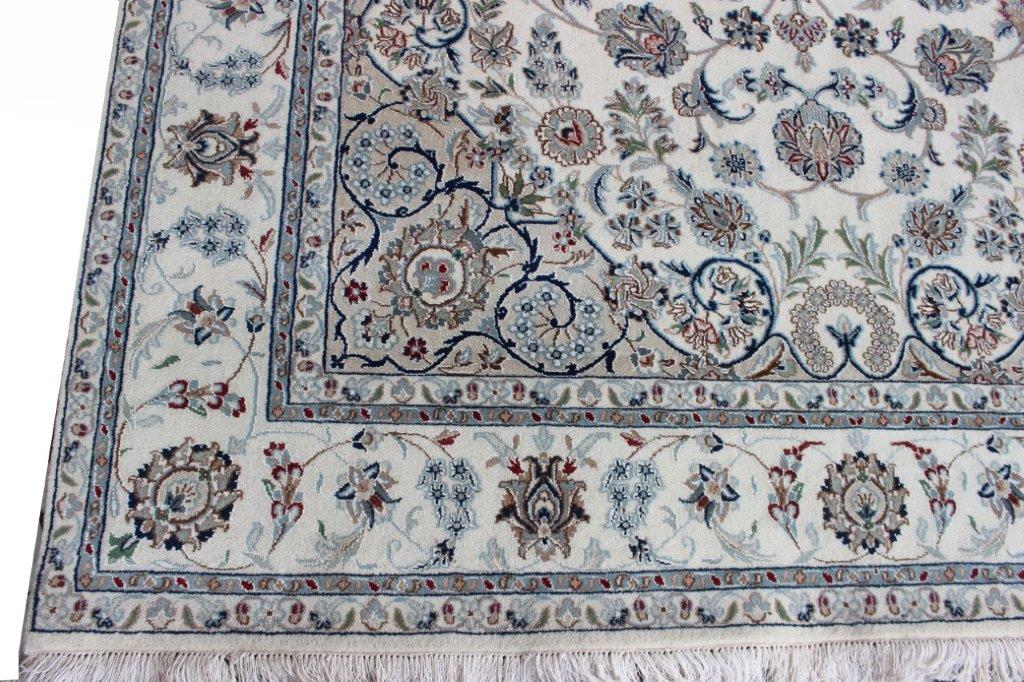 Indirug Royal Hand knotted Traditional Nain 4 Cream Rug (NN-20)