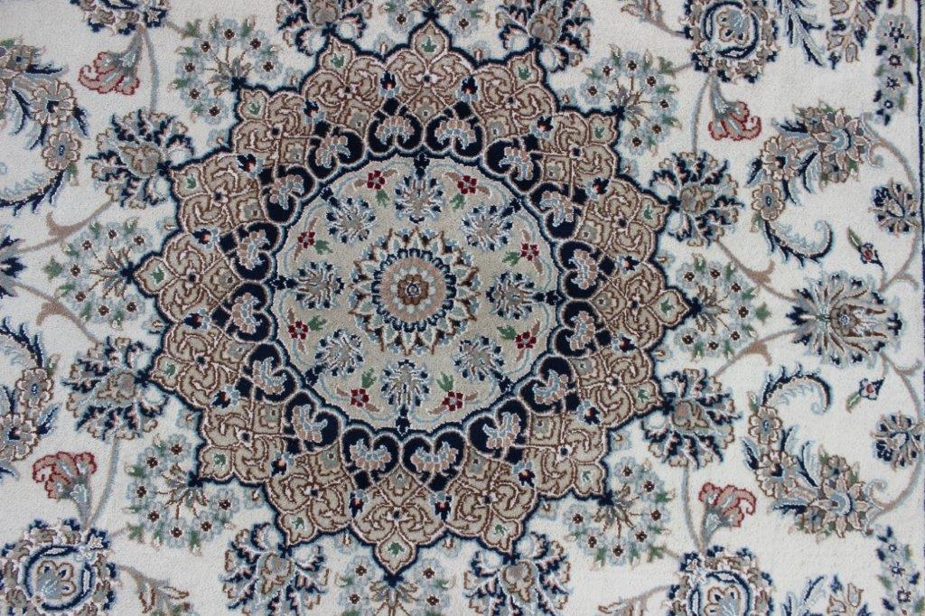 Indirug Royal Hand knotted Traditional Nain 4 Cream Rug (NN-20)