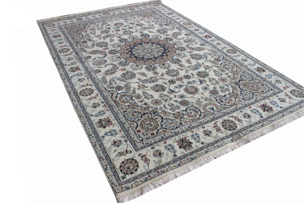 Indirug Royal Hand knotted Traditional Nain 4 Cream Rug (NN-20)