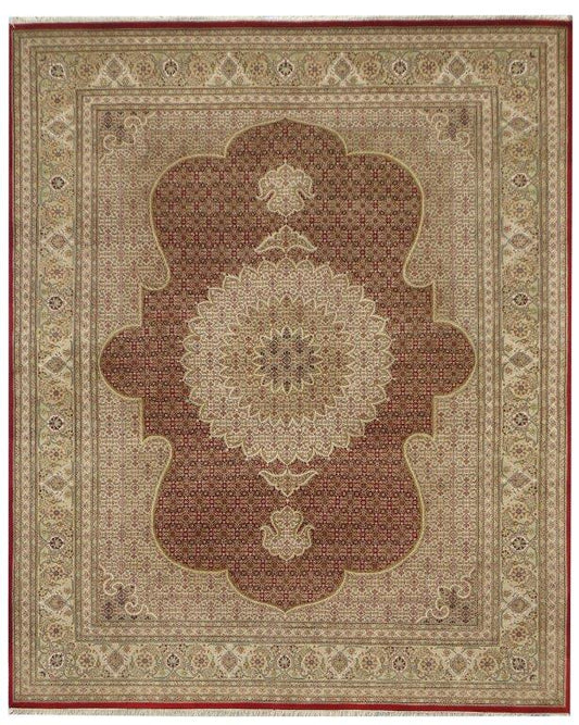 Imperial Medallion Hand knotted Traditional Mahi-11 Beige Rug (MW-13)