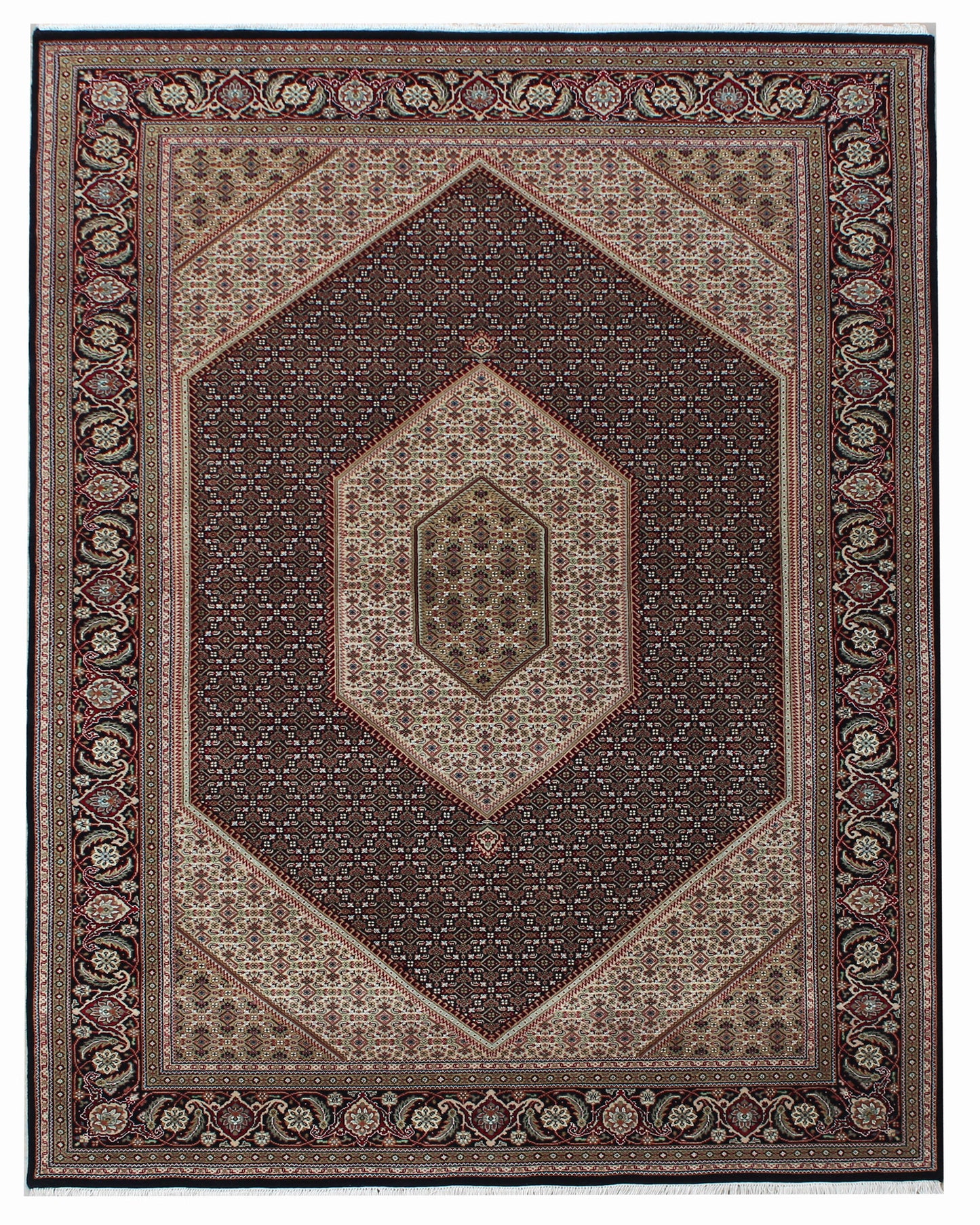 Majestic Noir Hand knotted Traditional Mahi-10 Black Rug (MW-29)