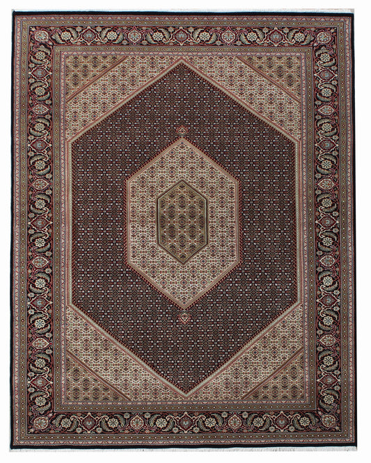 Majestic Noir Hand knotted Traditional Mahi-10 Black Rug (MW-29)
