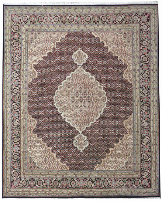 Elegant Persian Hand knotted Traditional Mahi Black Rug (MW-39)