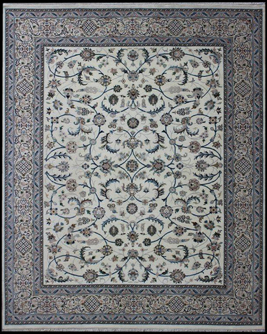 Indirug Frost  Hand knotted Traditional Nain 5 Cream Beige Rug (NN-1)