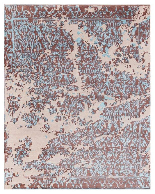 Indirug Vintage Hand knotted Transitional Beige Brown Rug (HK-1)