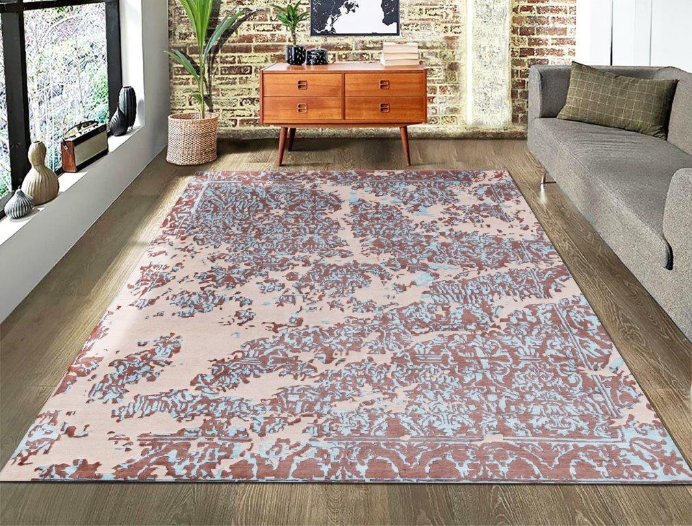 Indirug Vintage Hand knotted Transitional Beige Brown Rug (HK-1)