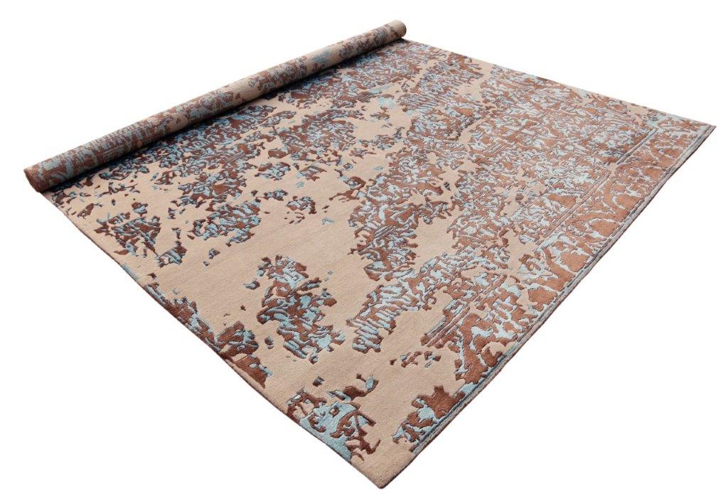 Indirug Vintage Hand knotted Transitional Beige Brown Rug (HK-1)