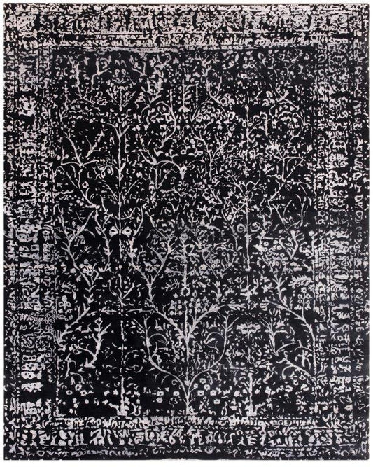 Noir Garden  Hand knotted Transitional Black Rug (HK-PZ-6)