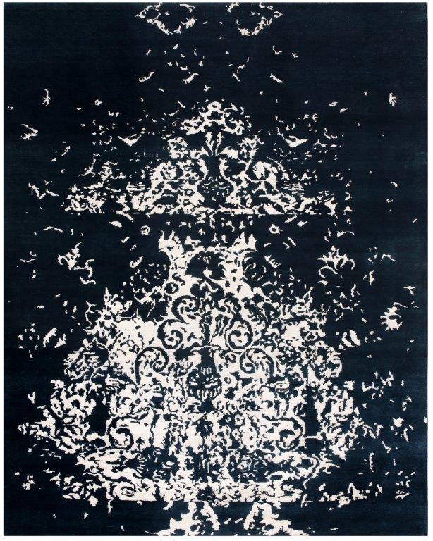 Midnight Majesty Hand knotted Transitional Blue Cream Rug (HK-242)