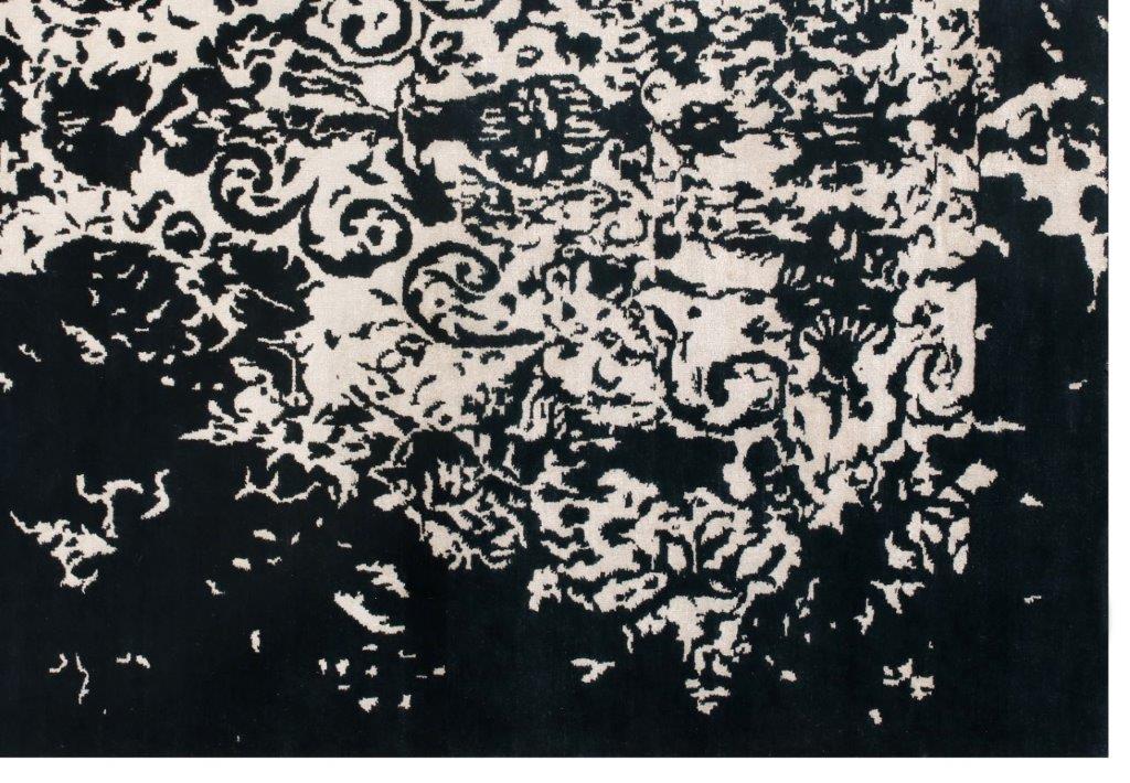 Midnight Majesty Hand knotted Transitional Blue Cream Rug (HK-242)