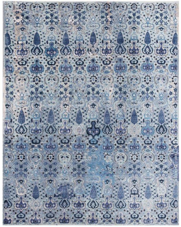 Blue Oasis Hand knotted Transitional Blue Grey Rug (HK-13)