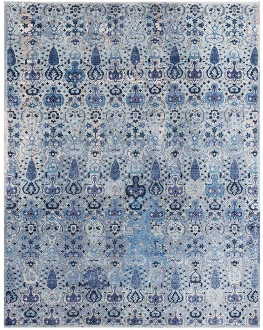 Blue Oasis Hand knotted Transitional Blue Grey Rug (HK-13)