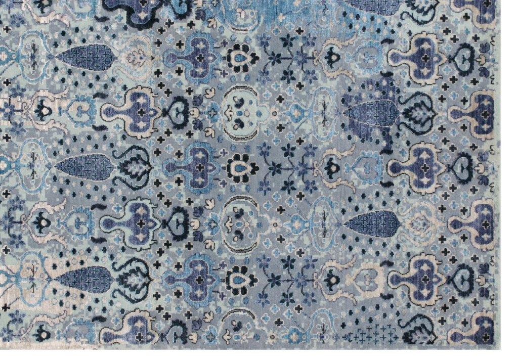 Blue Oasis Hand knotted Transitional Blue Grey Rug (HK-13)