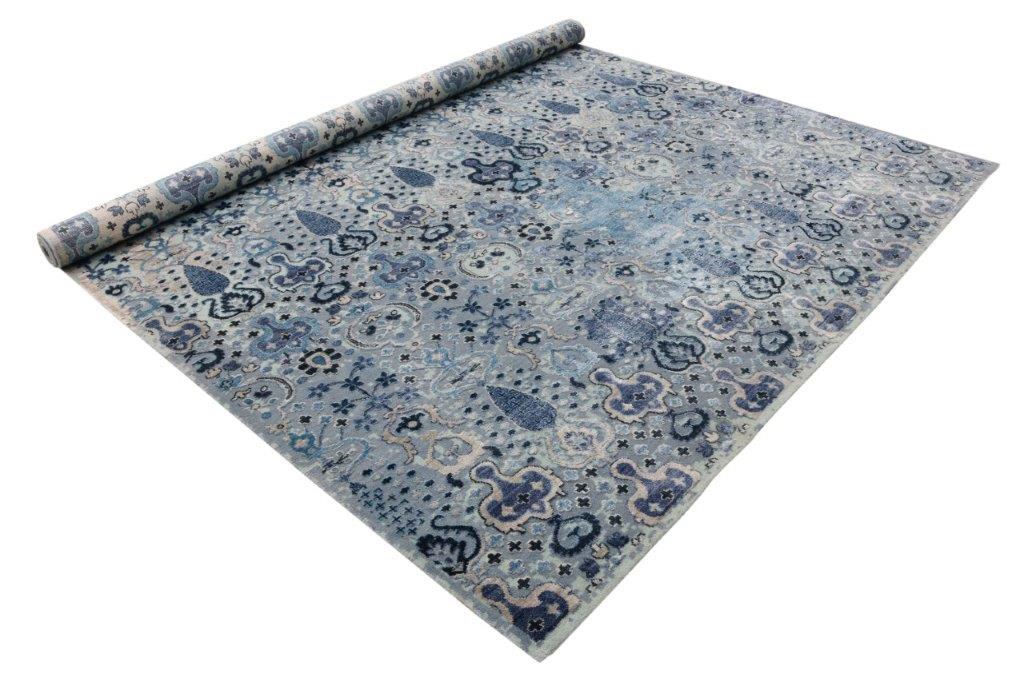 Blue Oasis Hand knotted Transitional Blue Grey Rug (HK-13)