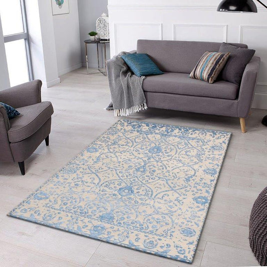 Nordic Serenity Hand knotted Transitional Blue Rug (HK-5639)