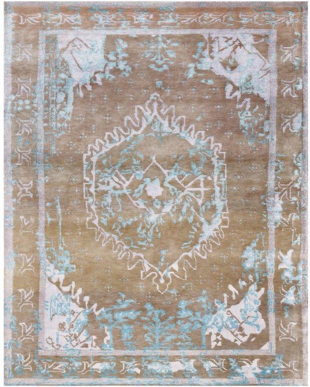 Vinagte Heriz Hand knotted Transitional Brown Blue Cream Rug (HK-Heriz-102)