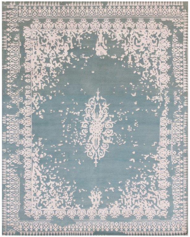 Hand knotted Transitional Lt Blue Rug (HK-Kirman)