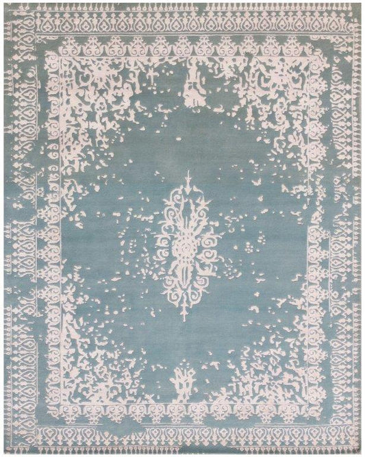 Hand knotted Transitional Lt Blue Rug (HK-Kirman)