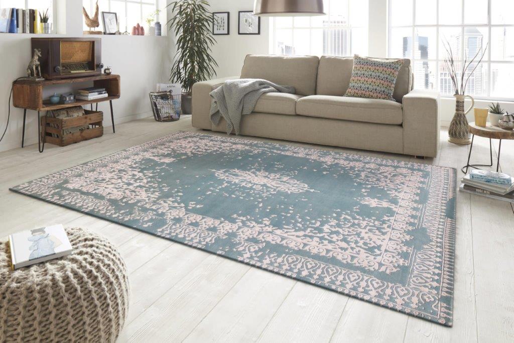 Hand knotted Transitional Lt Blue Rug (HK-Kirman)