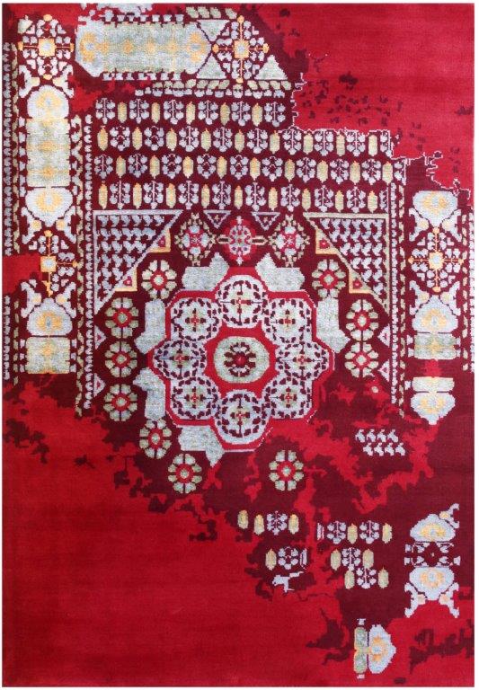 Red Hand knotted Transitional Cream Rug (HK-Mamluk-7)