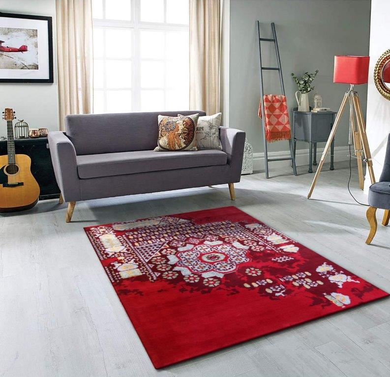 Red Hand knotted Transitional Cream Rug (HK-Mamluk-7)