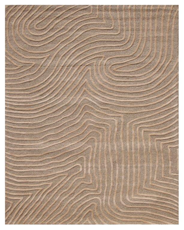 Wave Pattern Hand tufted Modern Beige Rug (HT-437A)